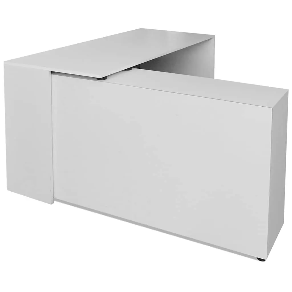 White Corner Desk with Bookcase Storage 4 Shelves Home Office Furniture