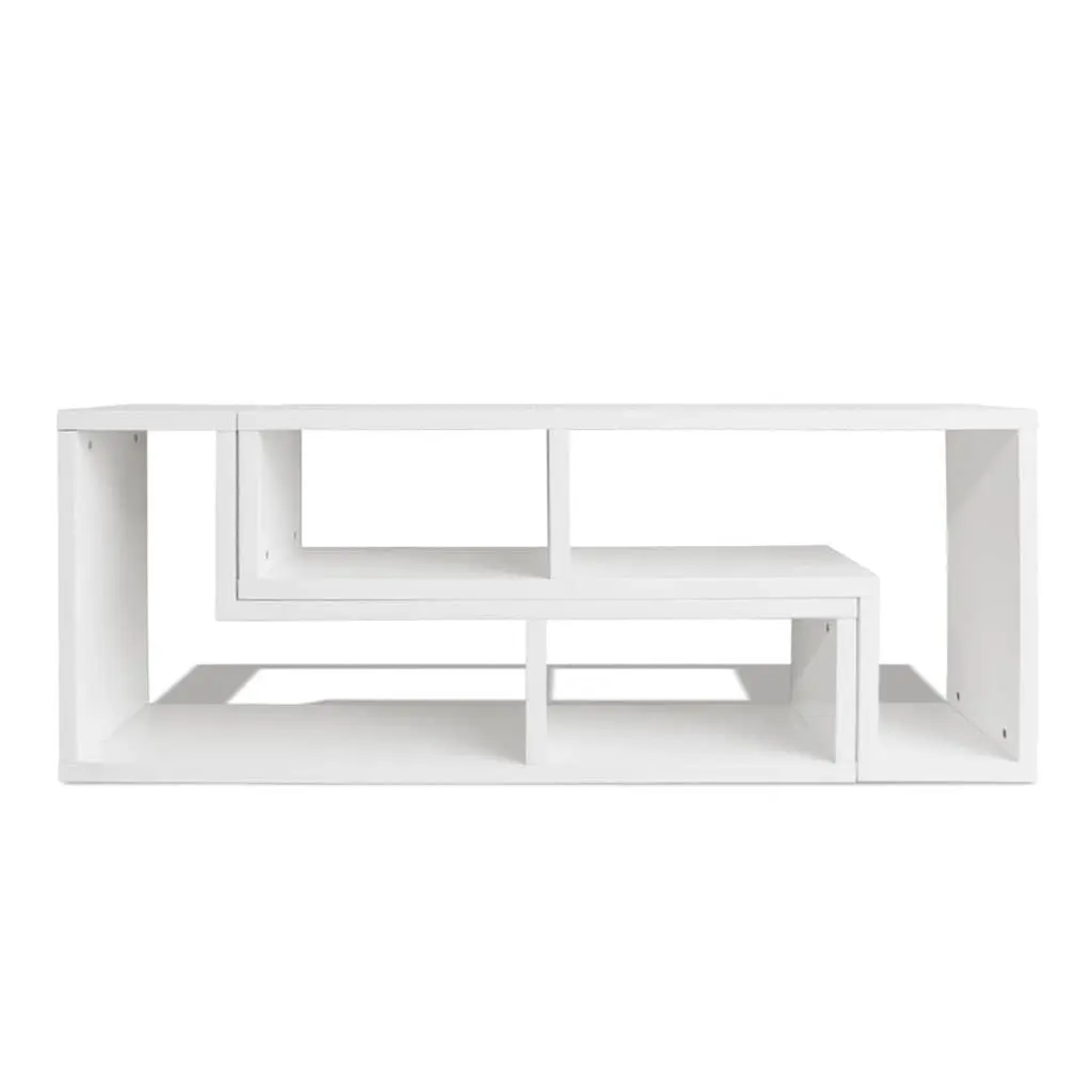 TV Cabinet L-Shaped White Storage Unit Media Entertainment Shelving Furniture