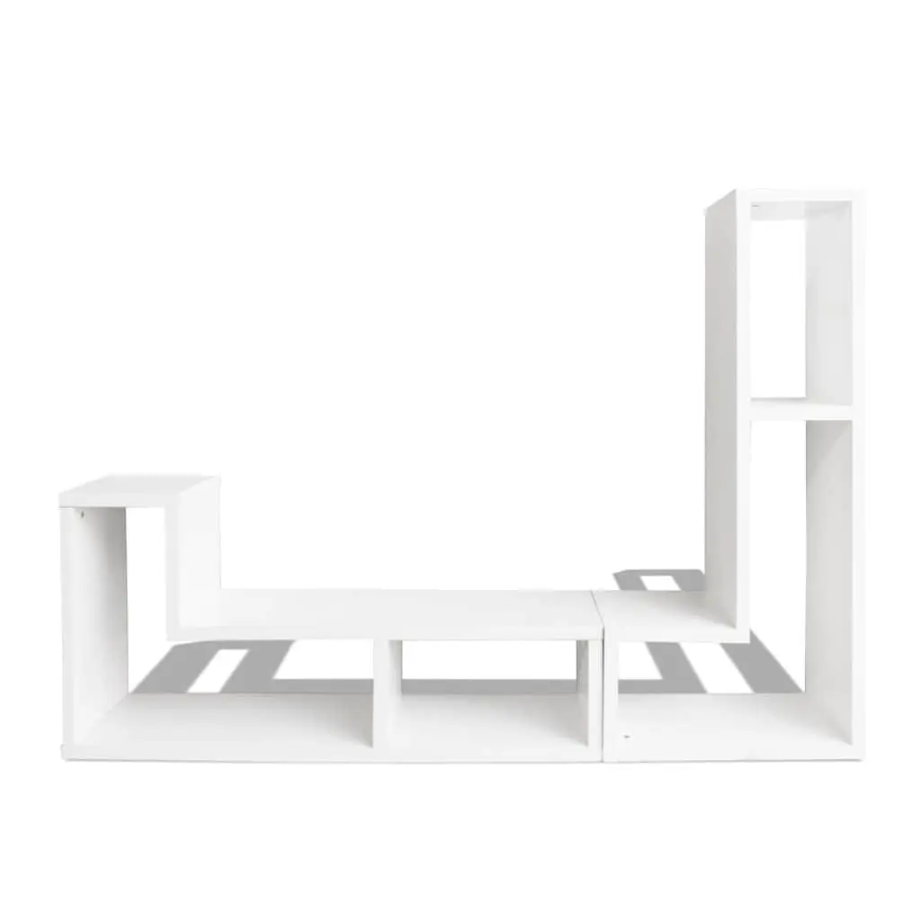 TV Cabinet L-Shaped White Storage Unit Media Entertainment Shelving Furniture