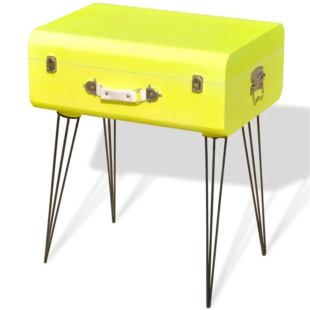 Bedside Table Yellow Vintage Suitcase Style Storage Organiser 49.5 x 36 x 60 cm