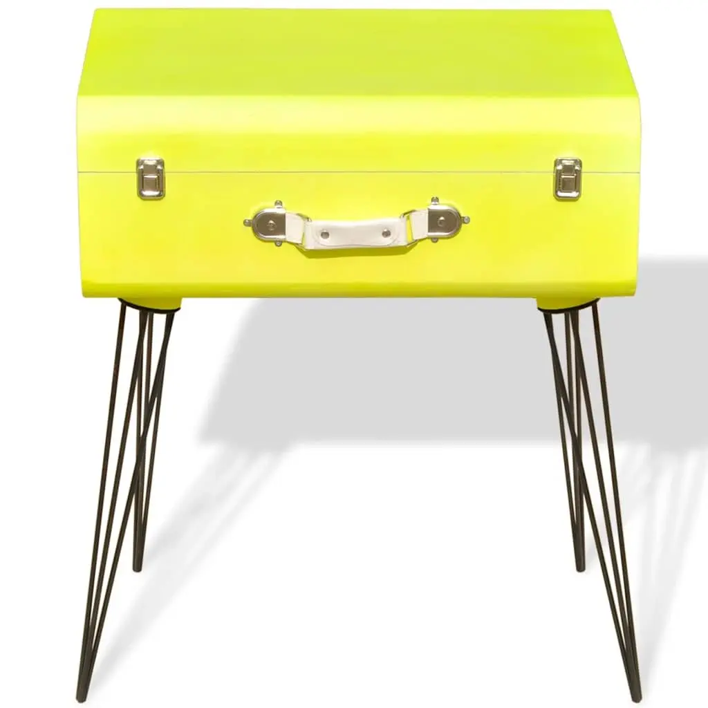Bedside Table Yellow Vintage Suitcase Style Storage Organiser 49.5 x 36 x 60 cm