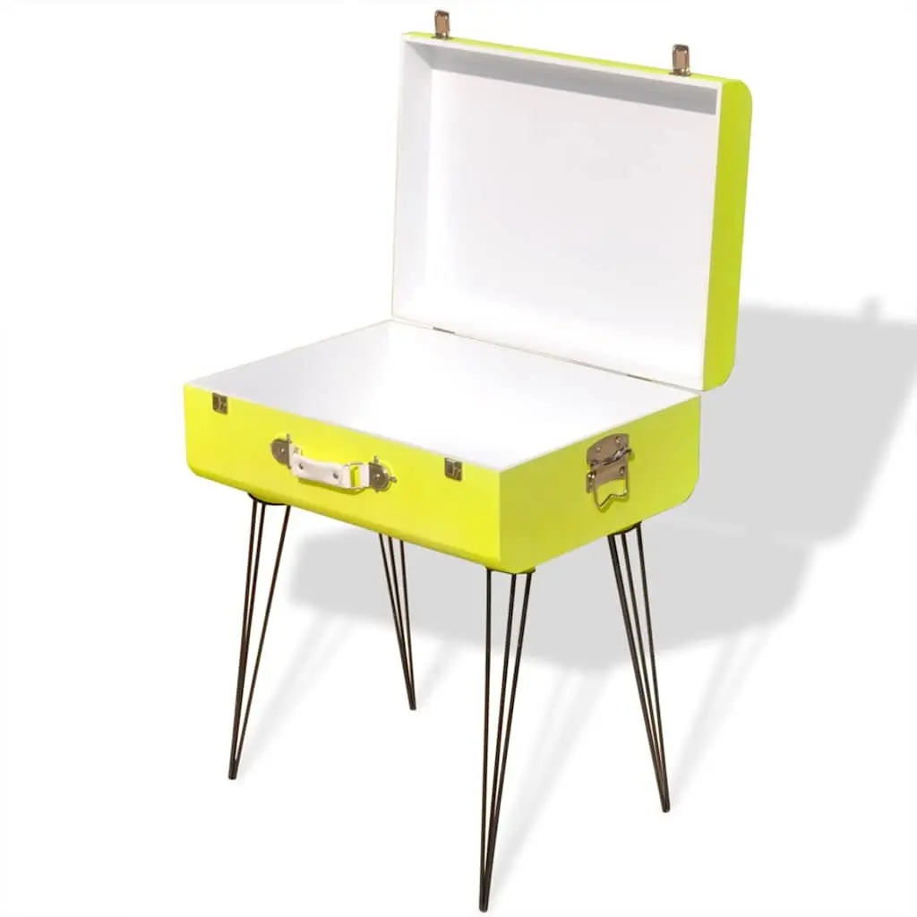 Bedside Table Yellow Vintage Suitcase Style Storage Organiser 49.5 x 36 x 60 cm