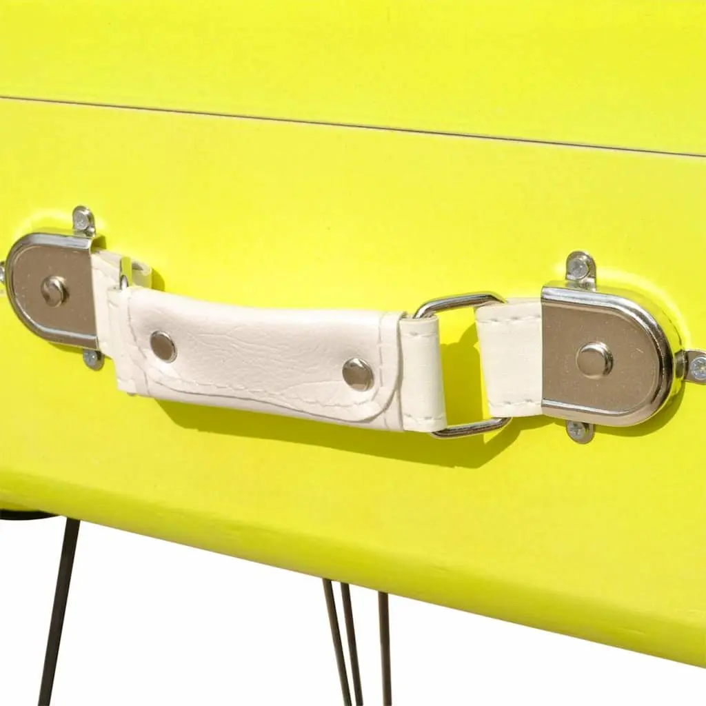 Bedside Table Yellow Vintage Suitcase Style Storage Organiser 49.5 x 36 x 60 cm