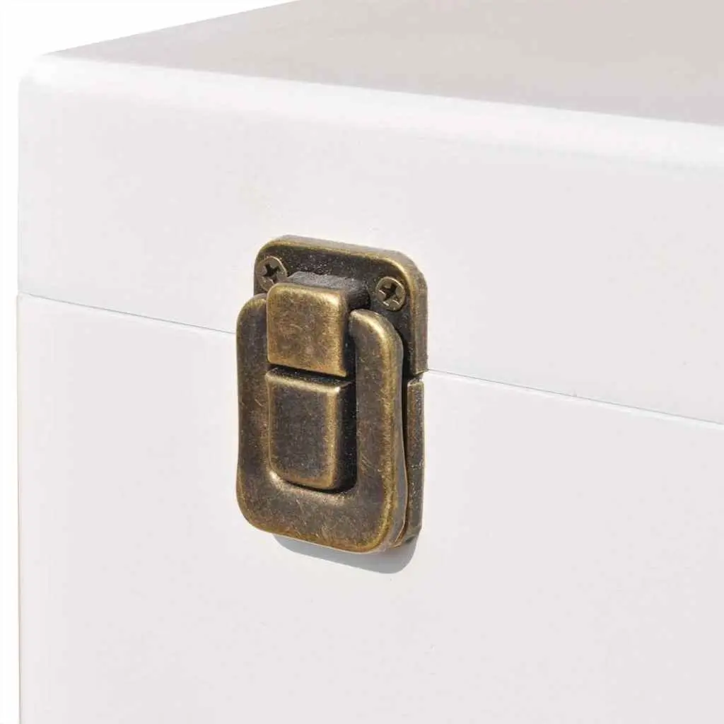 Suitcase Style Side Cabinet White Vintage Bedroom Bedside Table Storage
