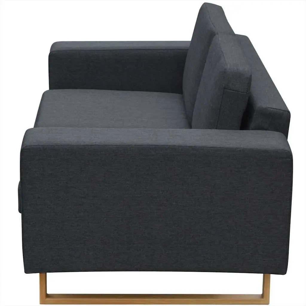 2-Seater Sofa Grey Fabric Couch Living Room Comfortable Padded Cushions Easy