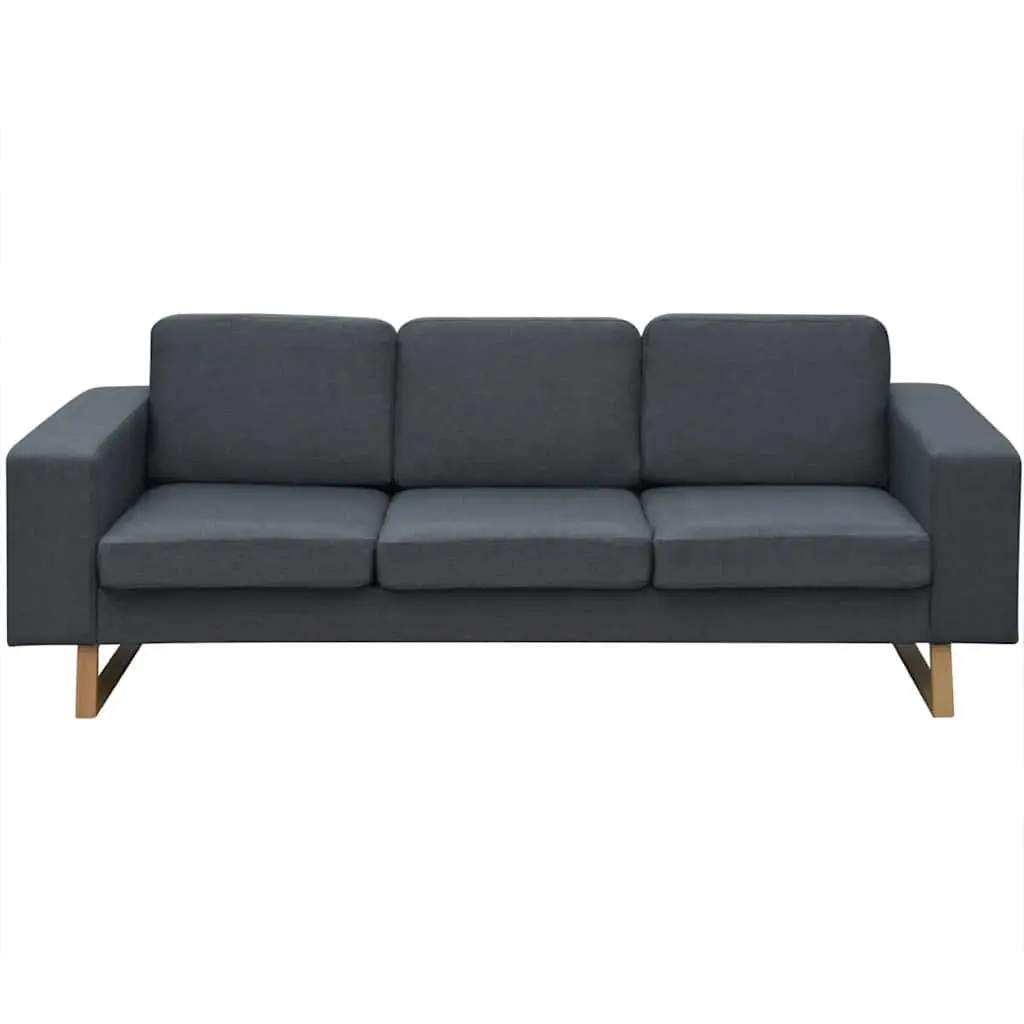 Grey Fabric Couch 3-Seater Removable Cushion Covers Plush Padding Home Office