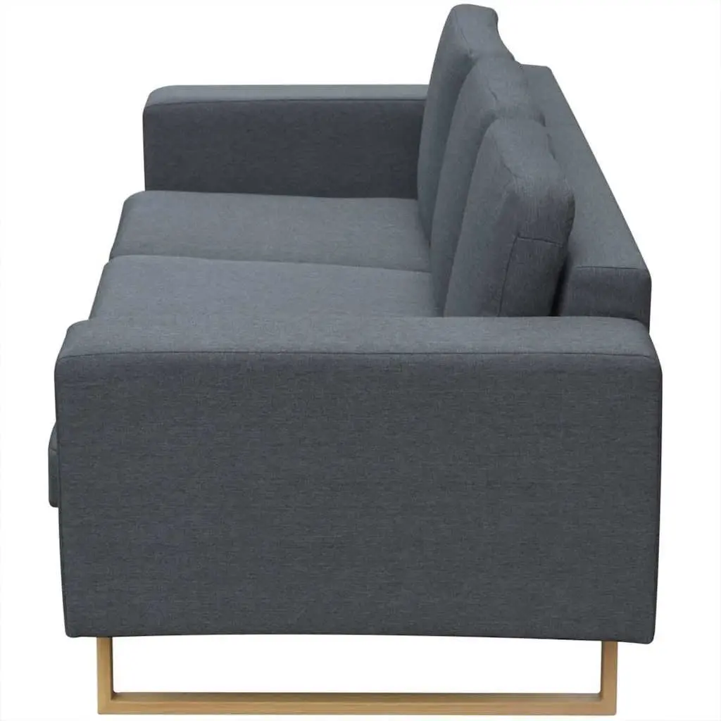 Grey Fabric Couch 3-Seater Removable Cushion Covers Plush Padding Home Office