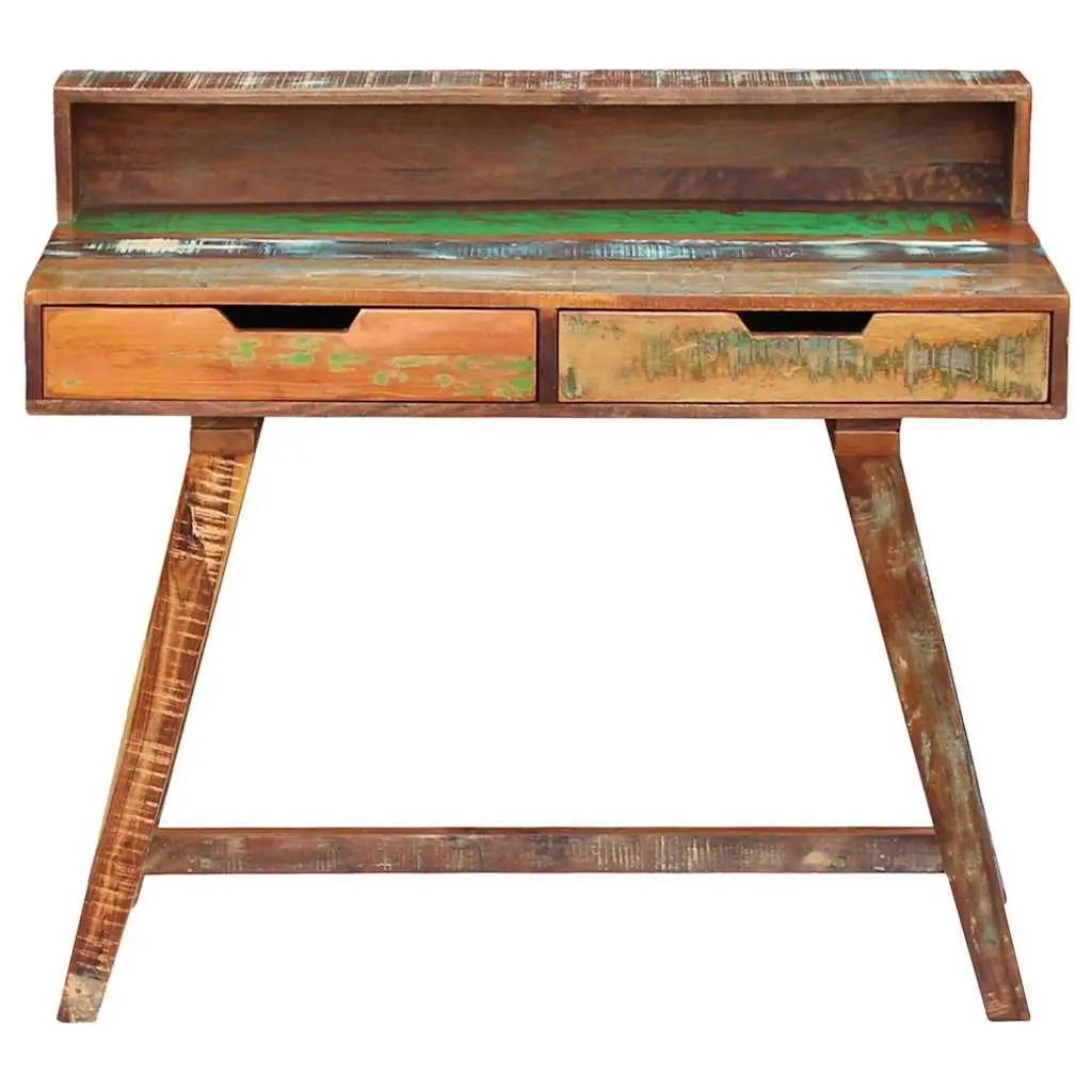 Desk Vintage Style Solid Reclaimed Wood with Two Drawers