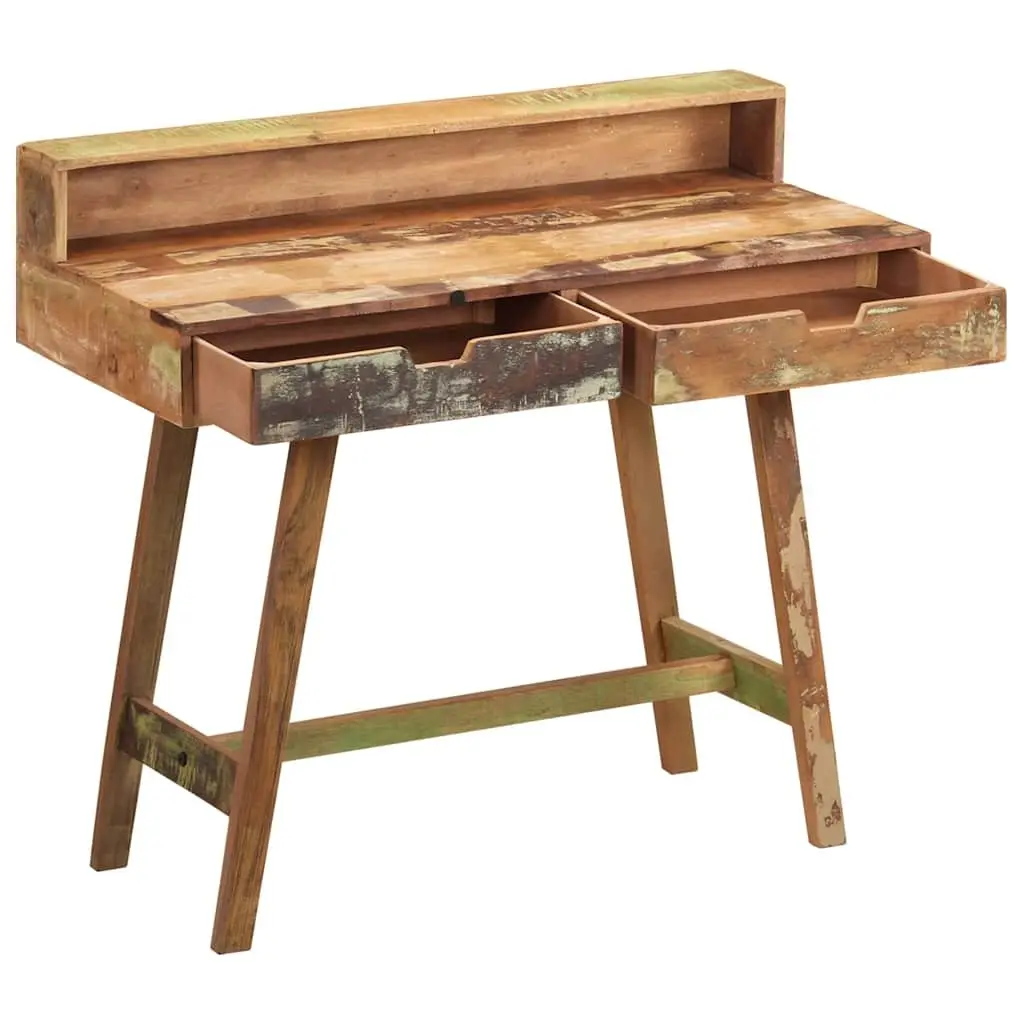 Desk Vintage Style Solid Reclaimed Wood with Two Drawers