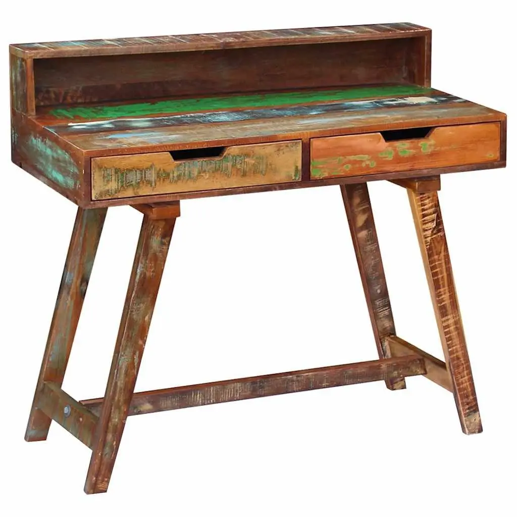 Desk Vintage Style Solid Reclaimed Wood with Two Drawers