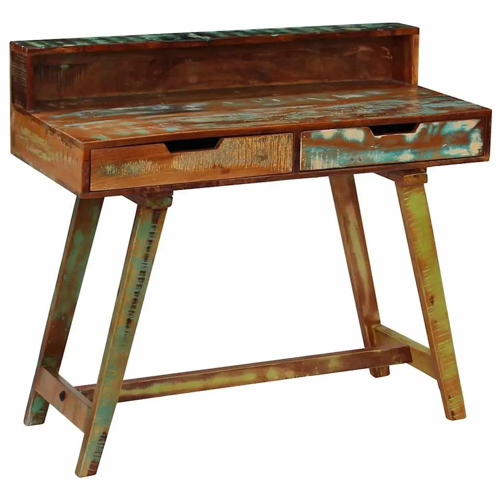 Desk Vintage Style Solid Reclaimed Wood with Two Drawers