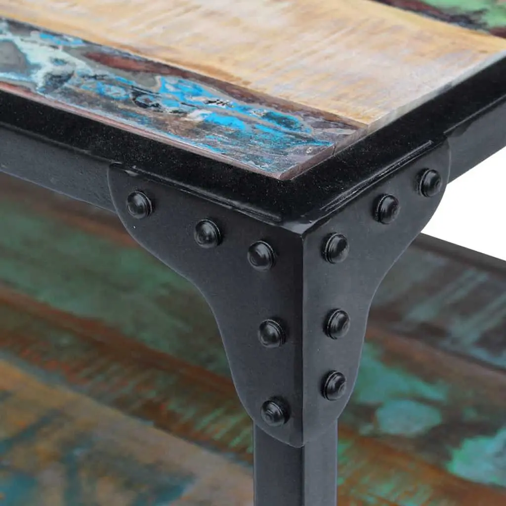Coffee Table Solid Reclaimed Wood Vintage Living Room Side Table Storage Shelf