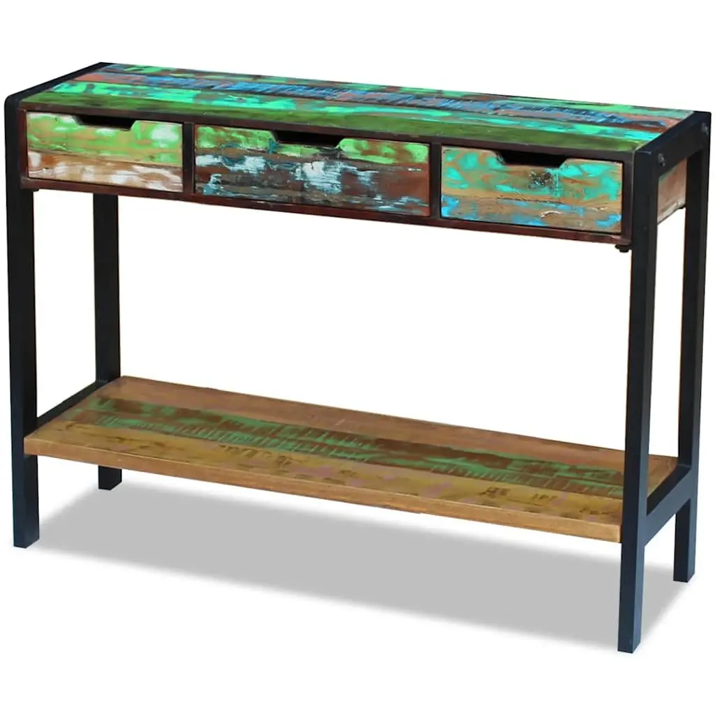 Wooden Sideboard 3 Drawers Solid Reclaimed Wood Storage Cabinet Console Table
