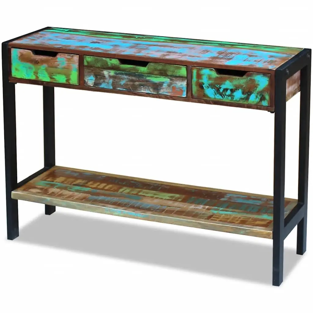 Wooden Sideboard 3 Drawers Solid Reclaimed Wood Storage Cabinet Console Table