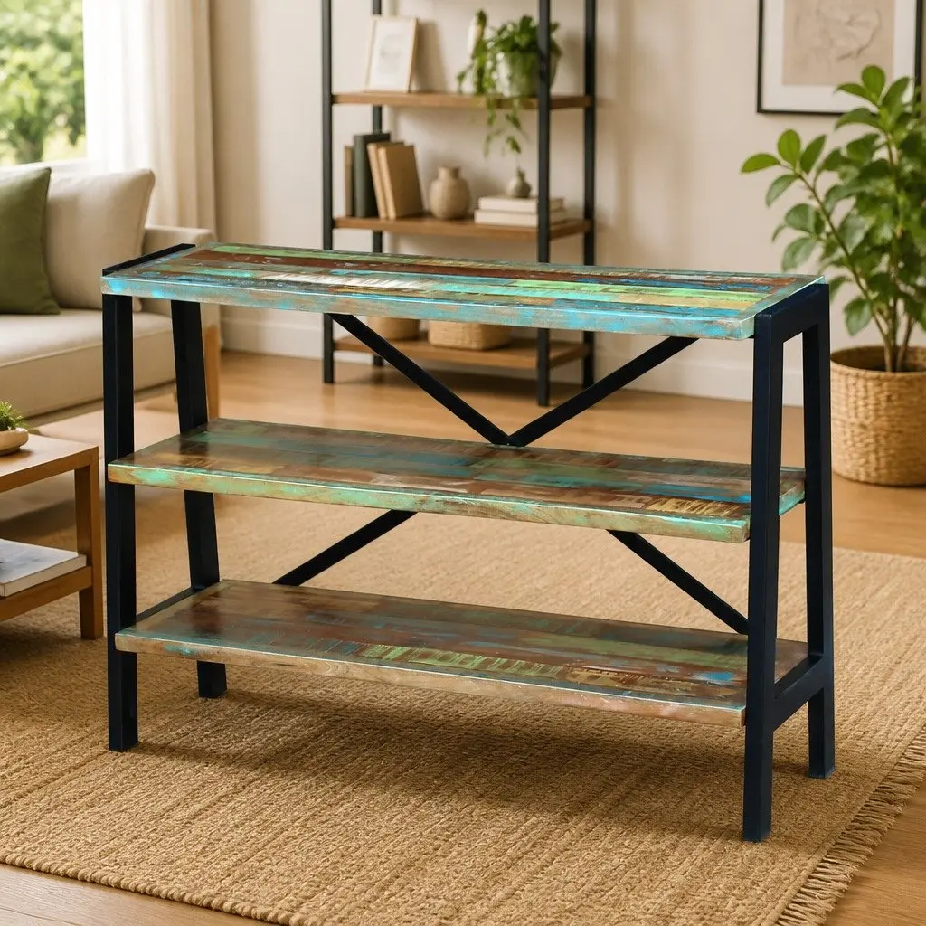 Sideboard Vintage-Style Solid Reclaimed Wood 3 Shelves Storage Cabinet Console Table
