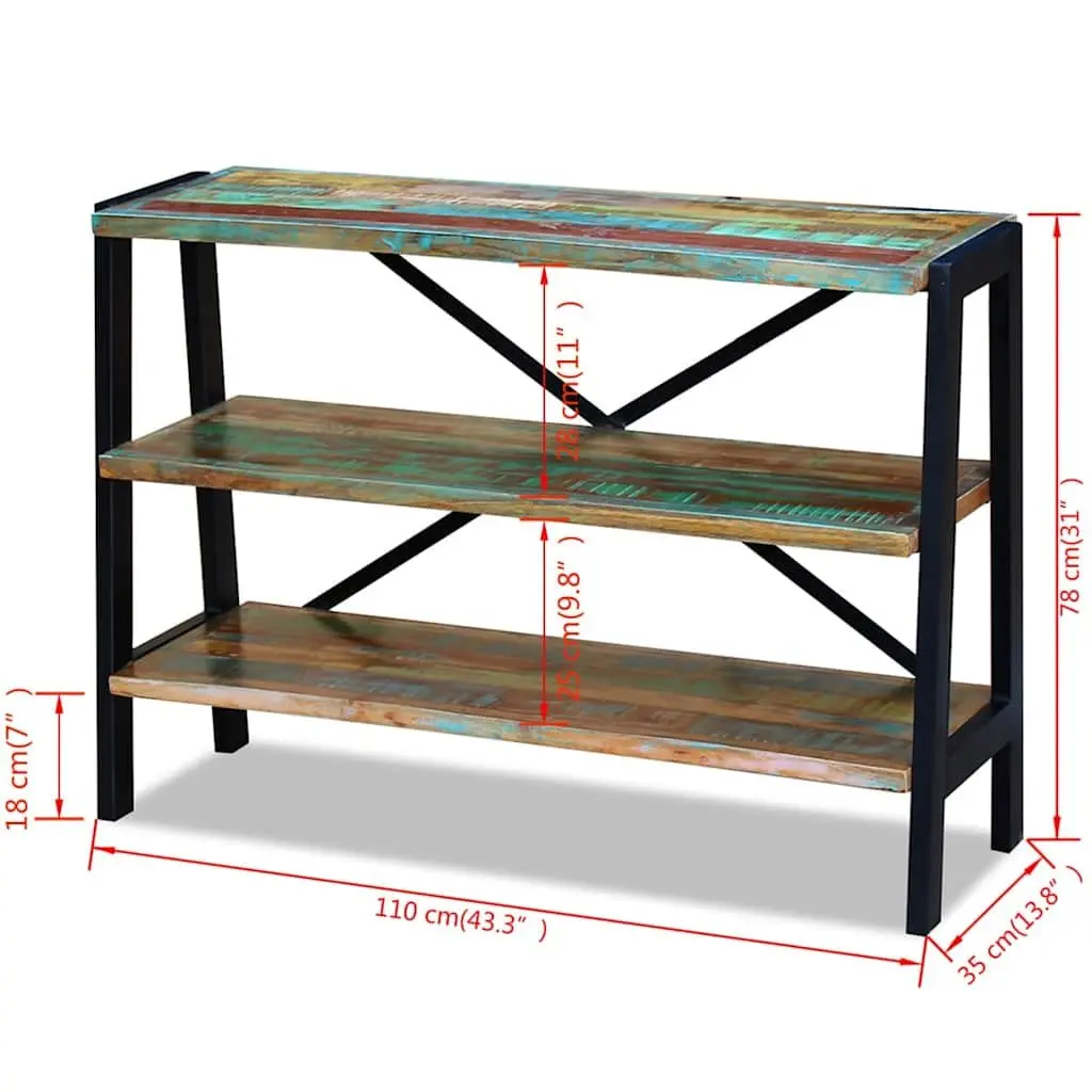 Sideboard Vintage-Style Solid Reclaimed Wood 3 Shelves Storage Cabinet Console Table