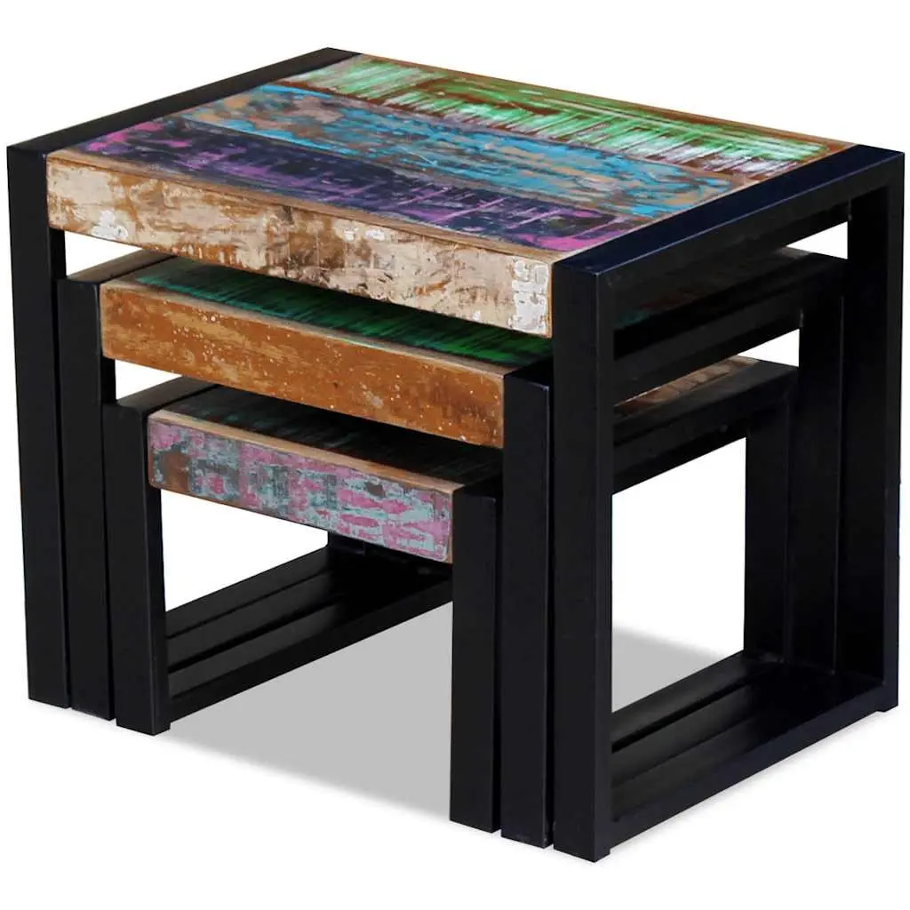 Nesting Tables Solid Reclaimed Wood Stackable Set of 3