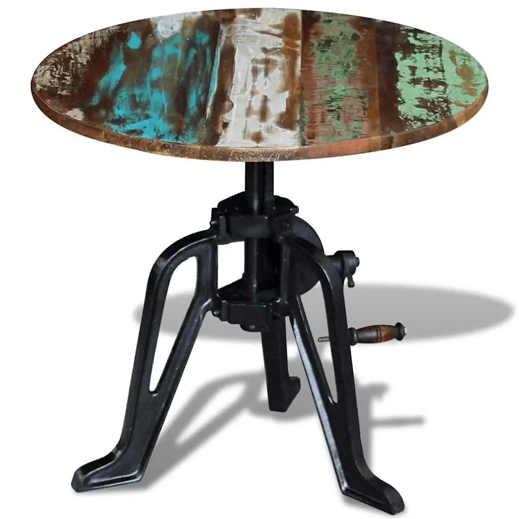 End Table Adjustable Height 42-63cm Reclaimed Wood Cast Iron Industrial Style
