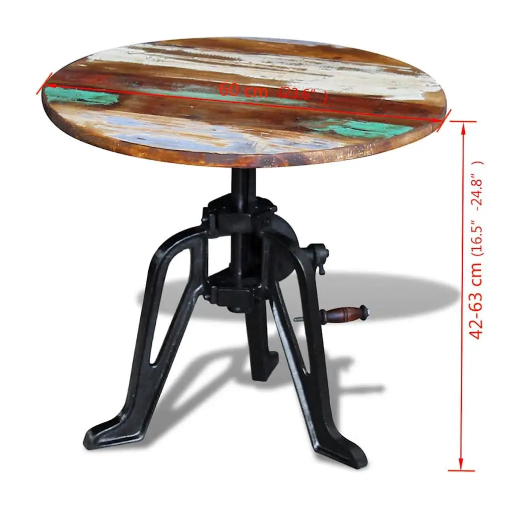 End Table Adjustable Height 42-63cm Reclaimed Wood Cast Iron Industrial Style