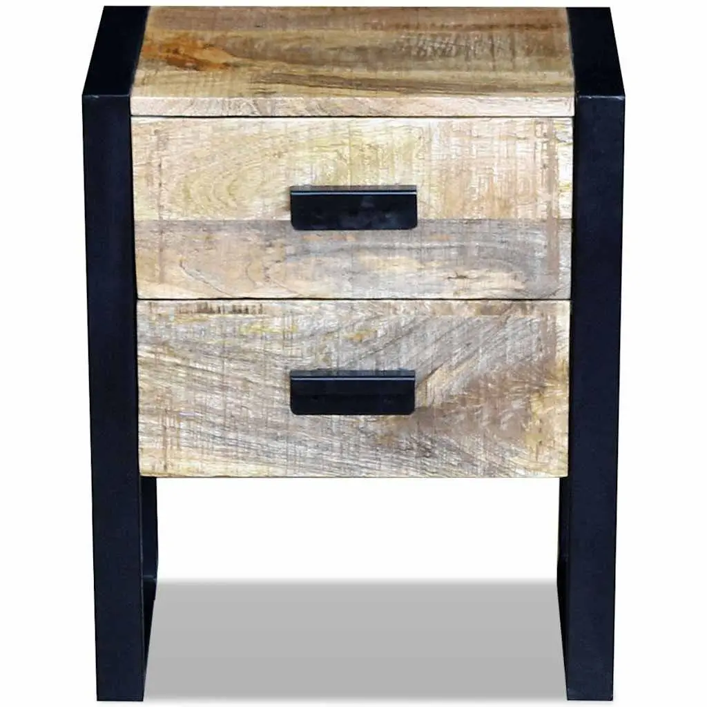 Side Table Industrial Style with 2 Drawers Brown