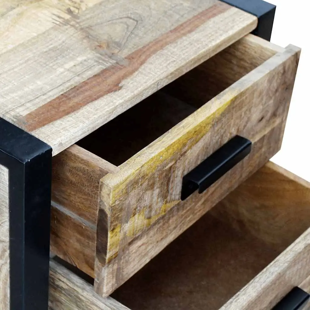 Side Table Industrial Style with 2 Drawers Brown