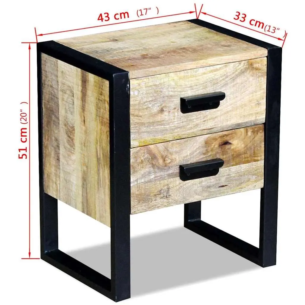 Side Table Industrial Style with 2 Drawers Brown