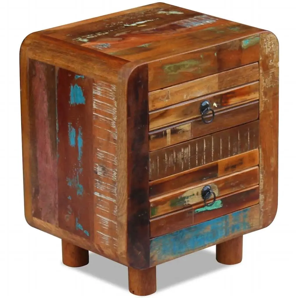Bedside Table Solid Reclaimed Wood Night Cabinet 43x33x51 cm 2 Drawers Brown