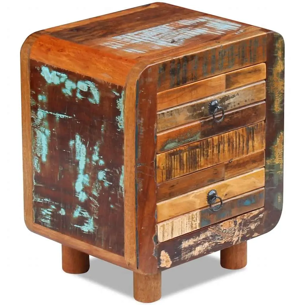 Bedside Table Solid Reclaimed Wood Night Cabinet 43x33x51 cm 2 Drawers Brown