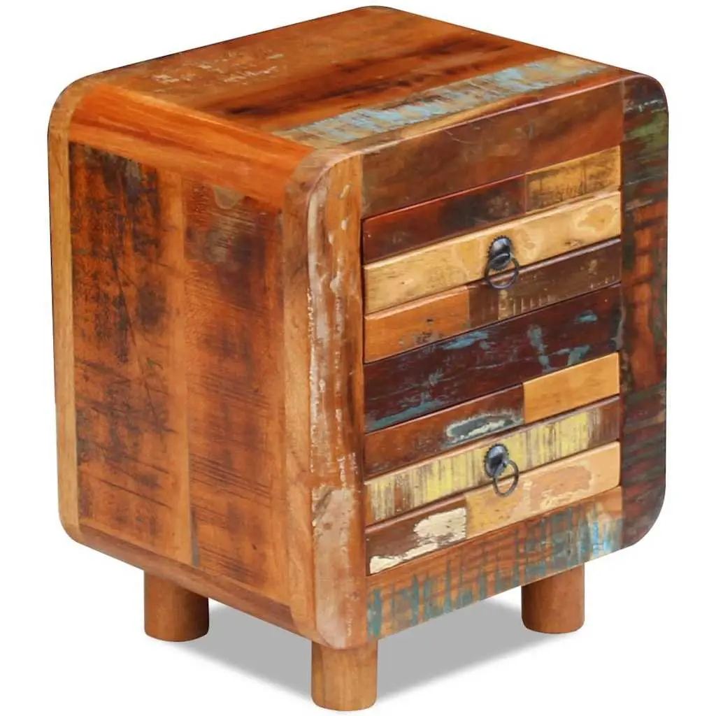Bedside Table Solid Reclaimed Wood Night Cabinet 43x33x51 cm 2 Drawers Brown