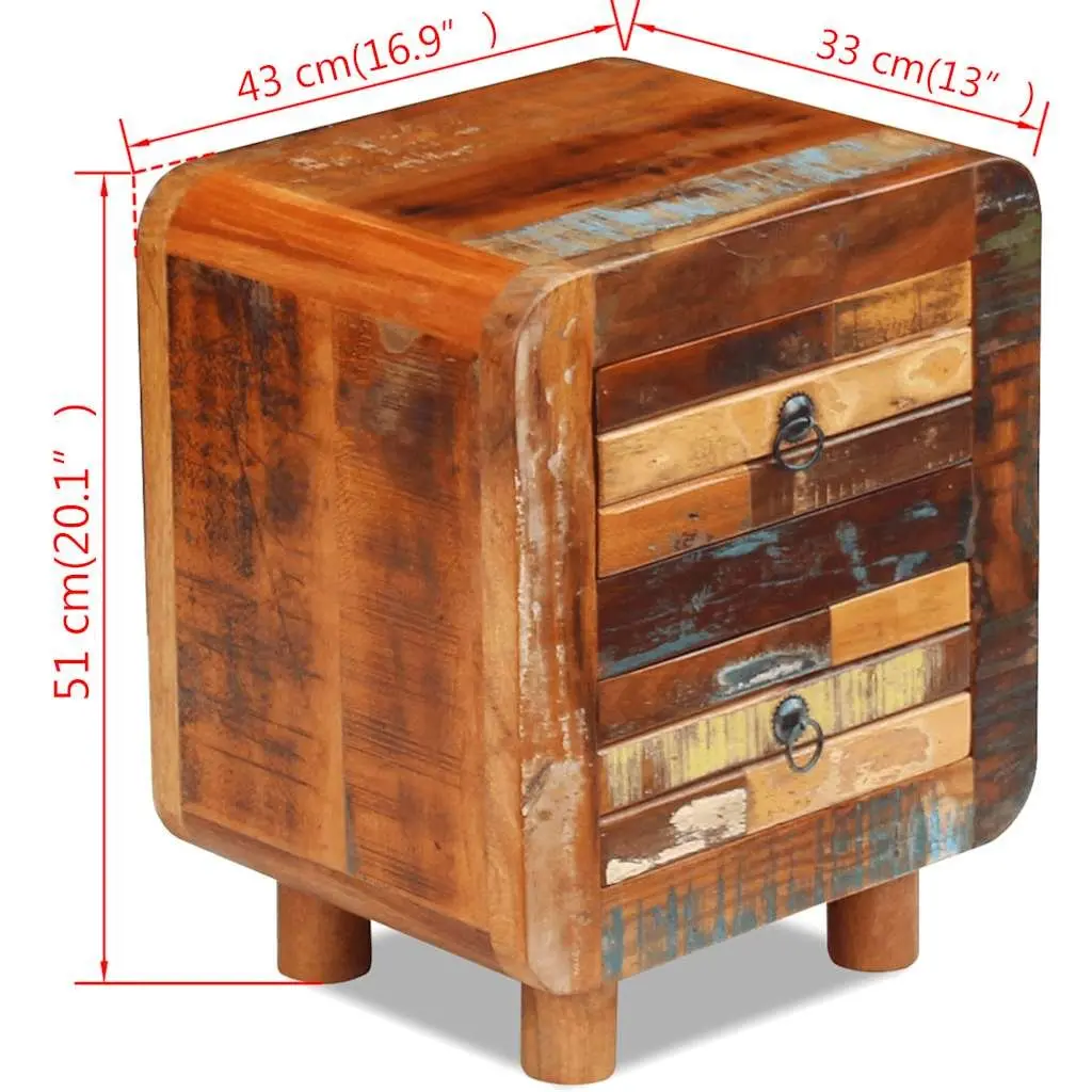 Bedside Table Solid Reclaimed Wood Night Cabinet 43x33x51 cm 2 Drawers Brown