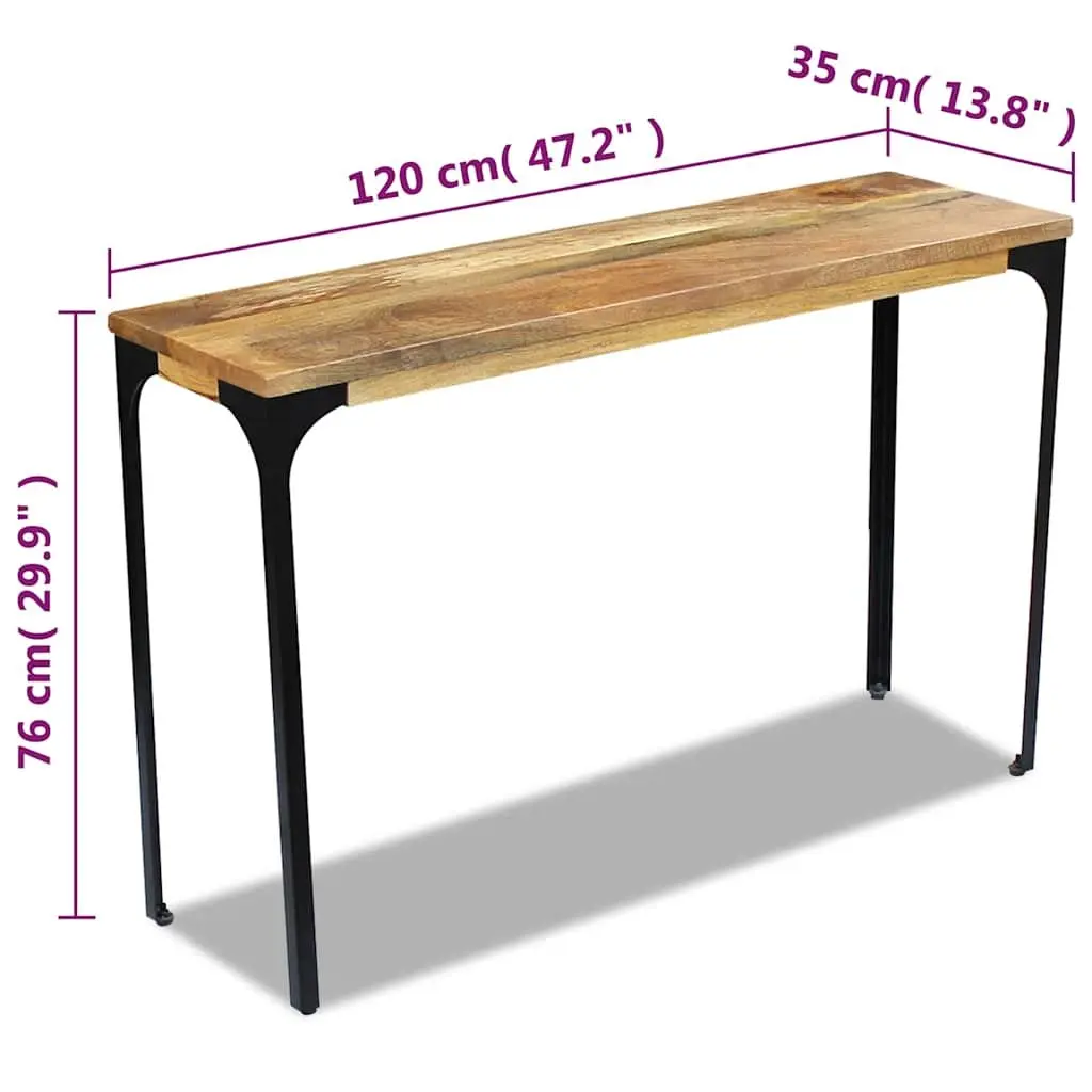 Wooden Console Table Handcrafted Solid Wood 120x35x76cm Living Room Accent Furniture