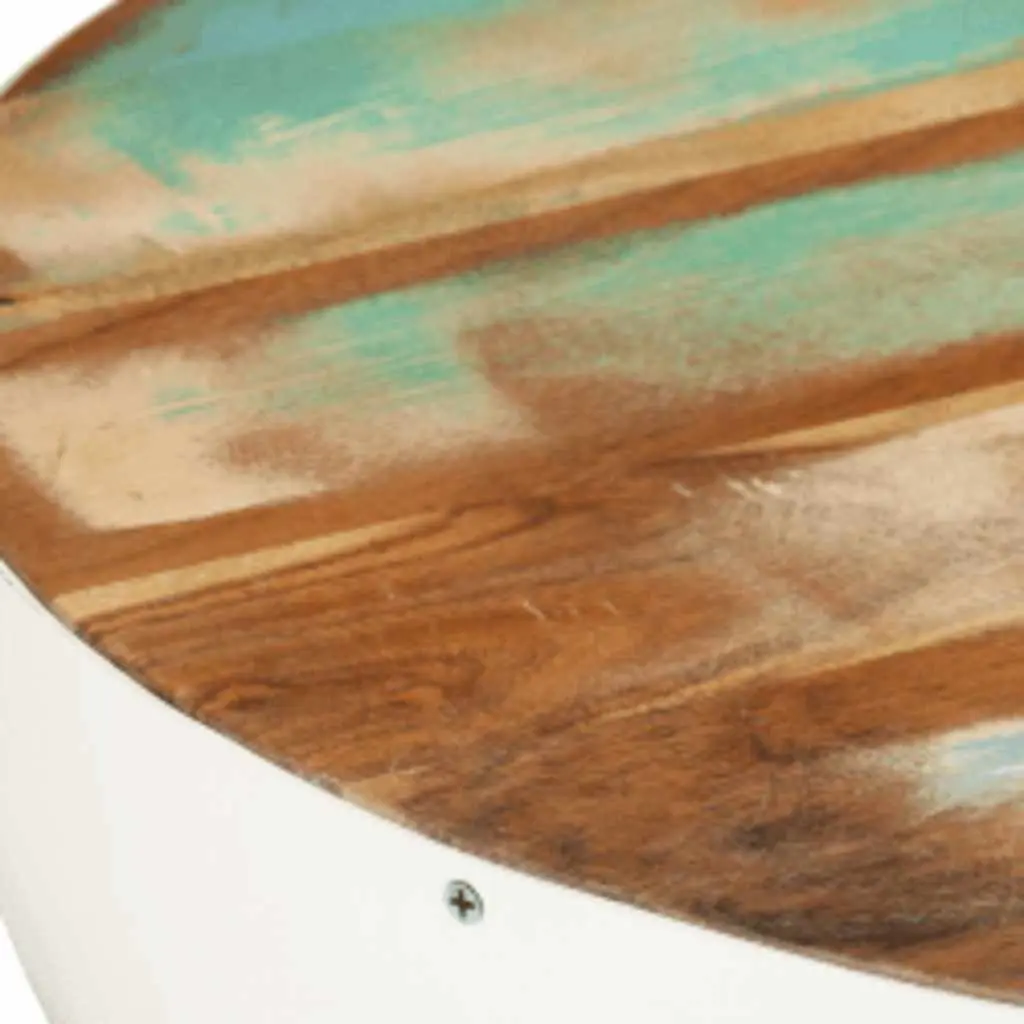 Bowl Shaped Coffee Table Solid Reclaimed Wood White Antique Vintage 60 x 60 x 30 cm