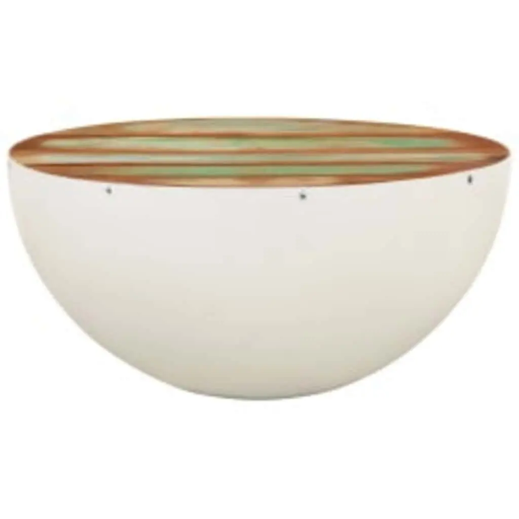 Bowl Shaped Coffee Table Solid Reclaimed Wood White Antique Vintage 60 x 60 x 30 cm