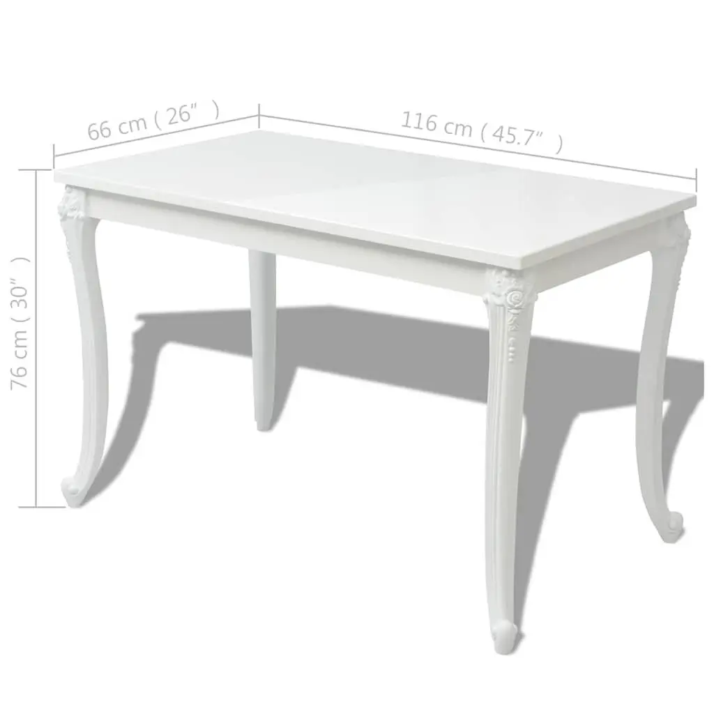 Dining Table 116x66x76 cm in High Gloss White