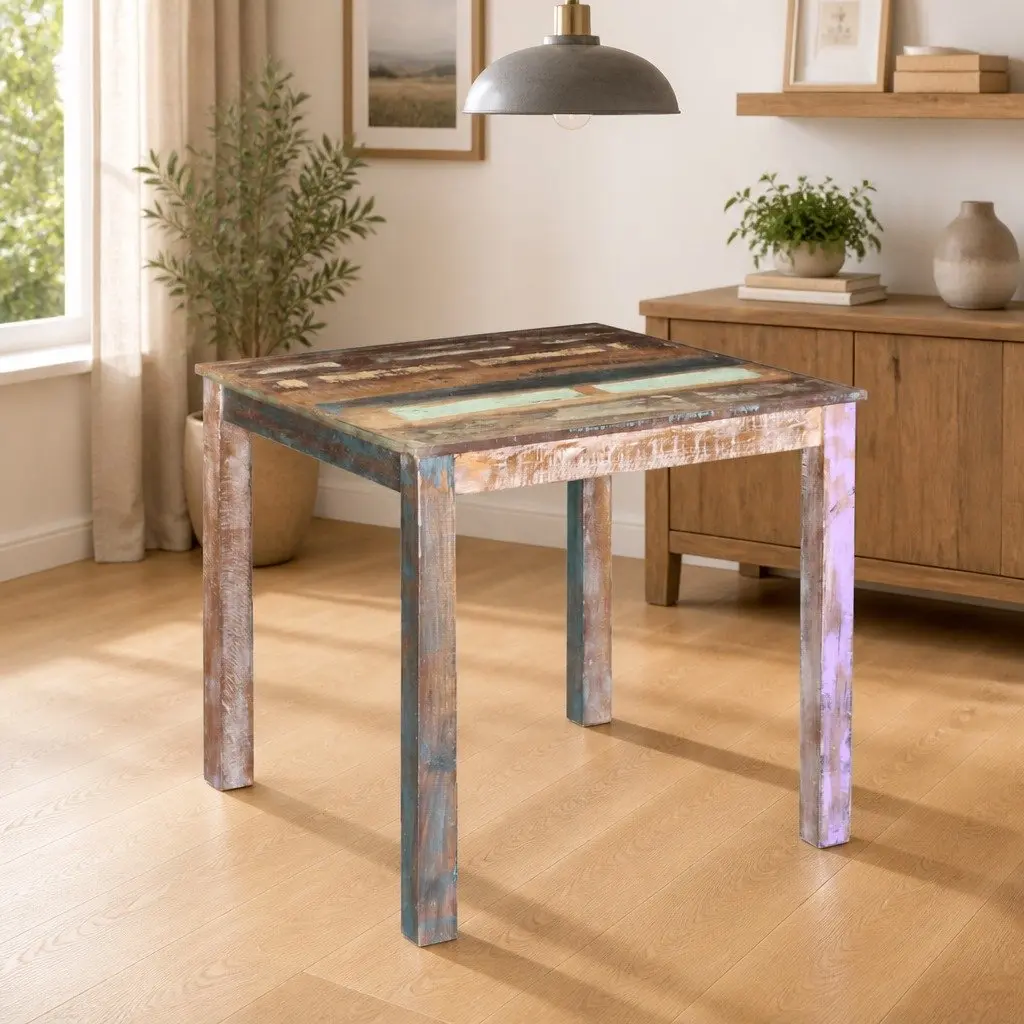 Antique Style Dining Table Solid Reclaimed Wood Kitchen Room Furniture