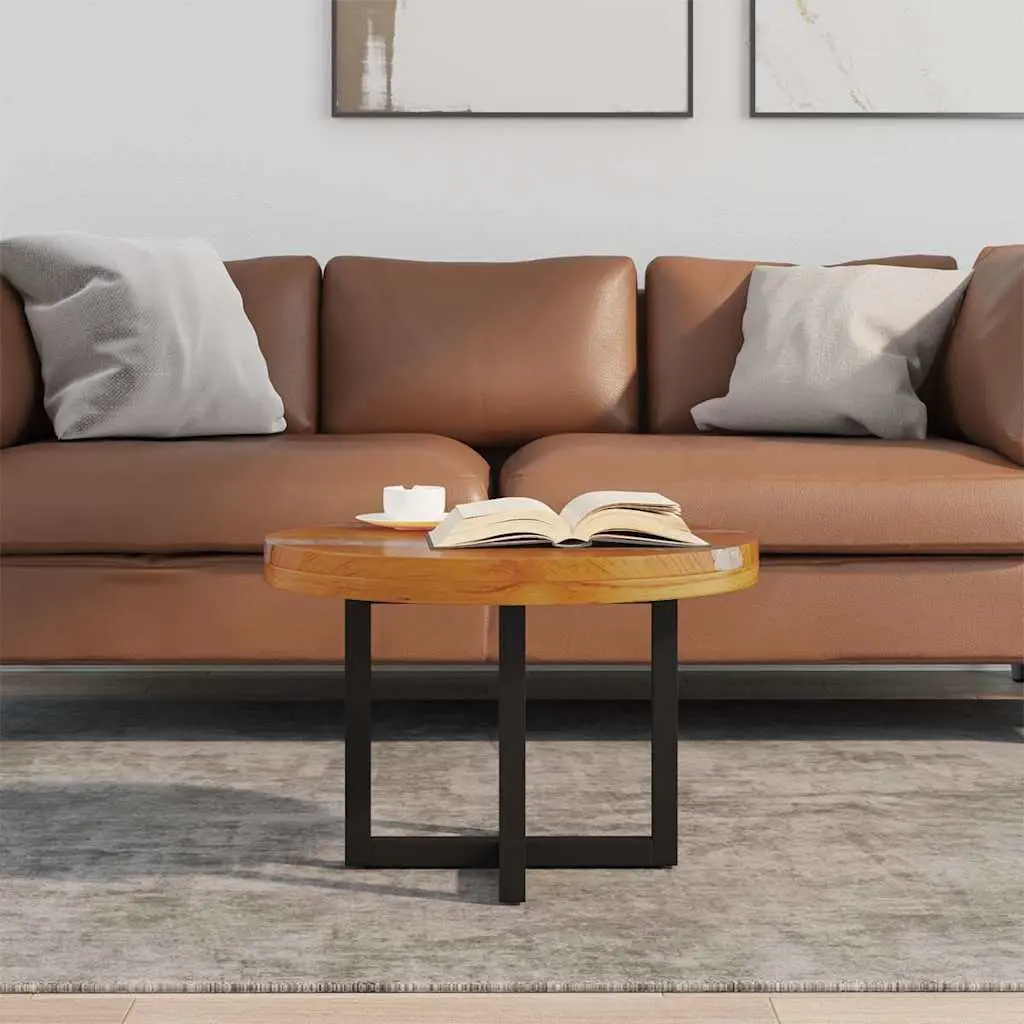 Coffee Table Round Teak Mango Wood Resin Accent 60 cm