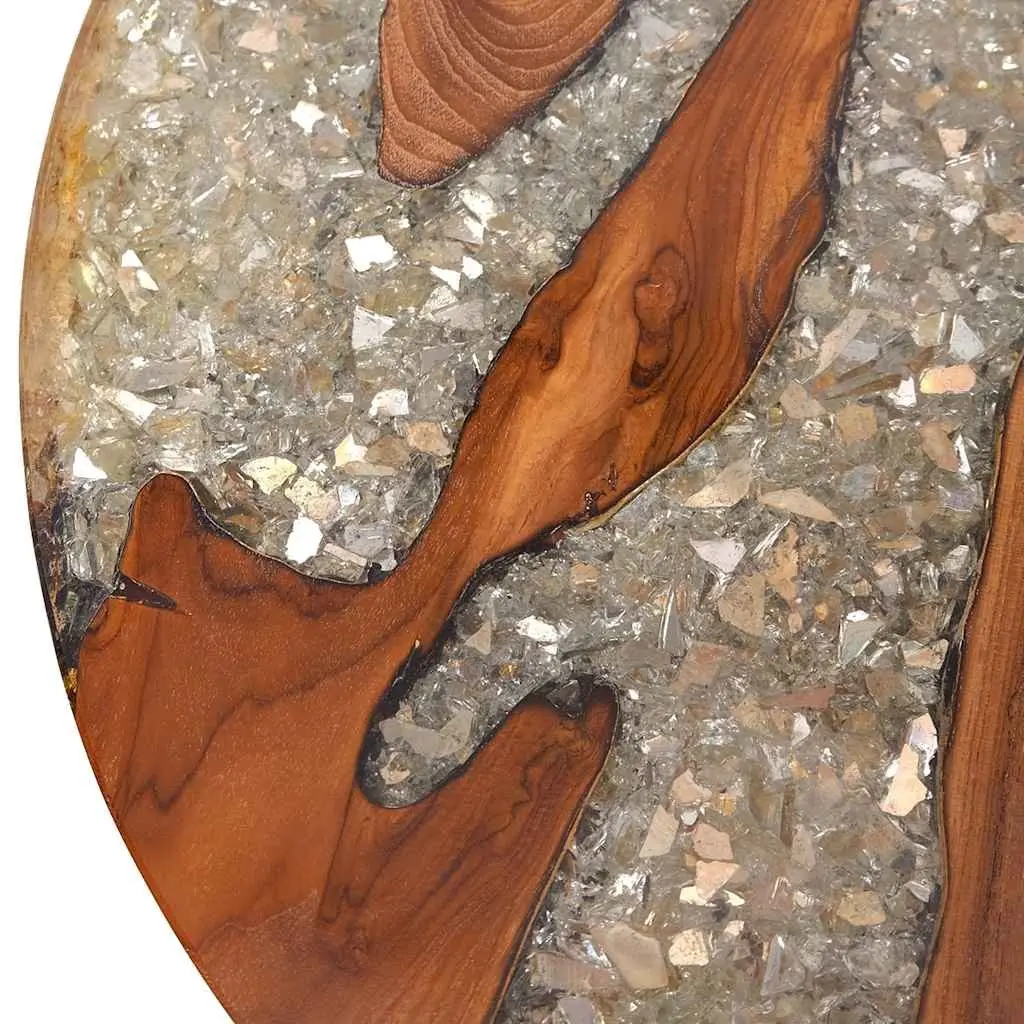 Coffee Table Round Teak Mango Wood Resin Accent 60 cm