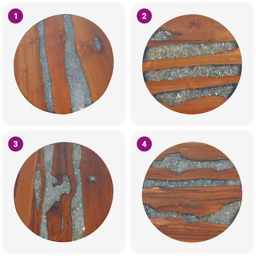 Coffee Table Round Teak Mango Wood Resin Accent 60 cm