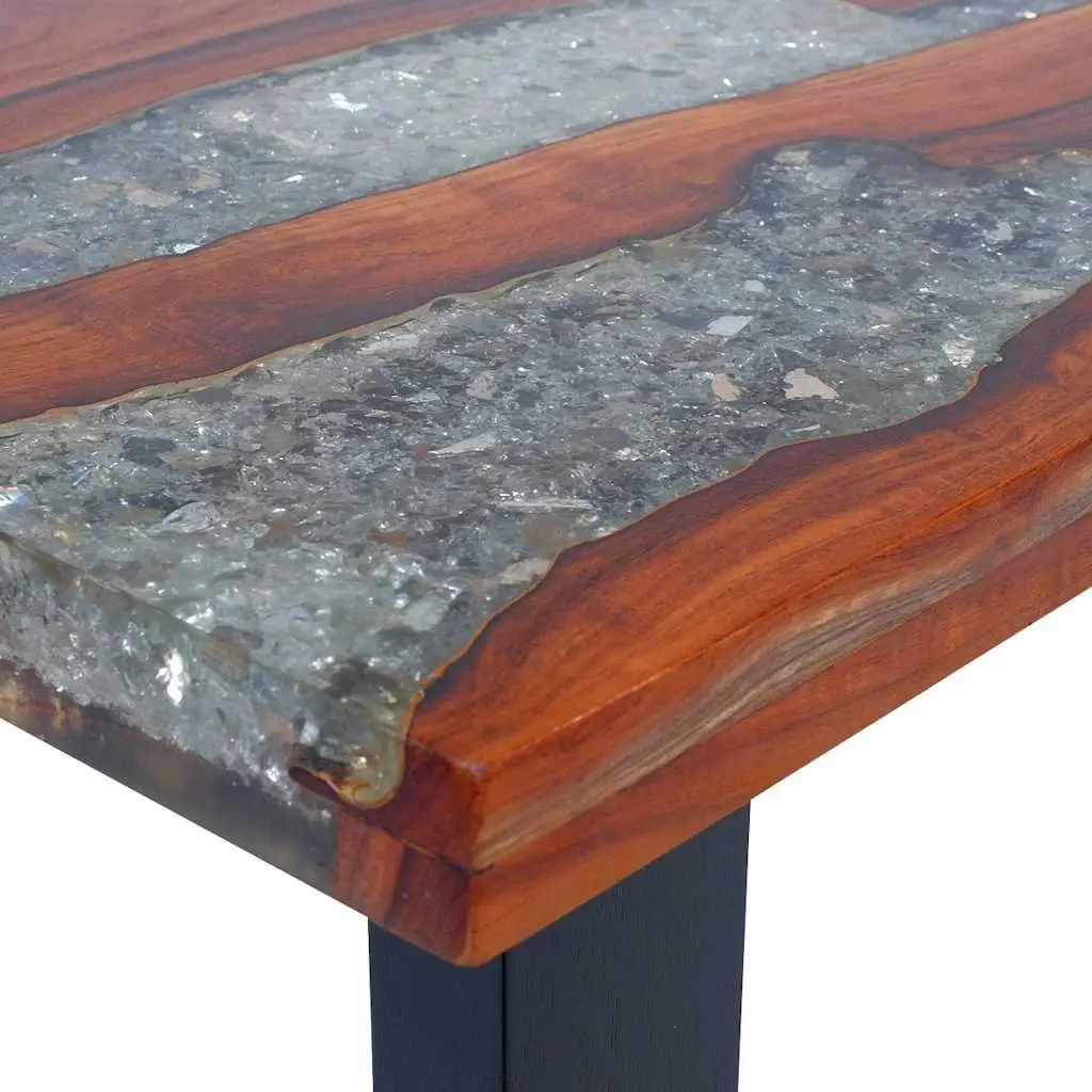 Coffee Table Rectangular Teak Mango Wood Resin Accent Side Table 100x50cm