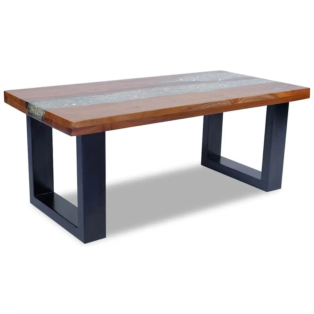 Coffee Table Rectangular Teak Mango Wood Resin Accent Side Table 100x50cm