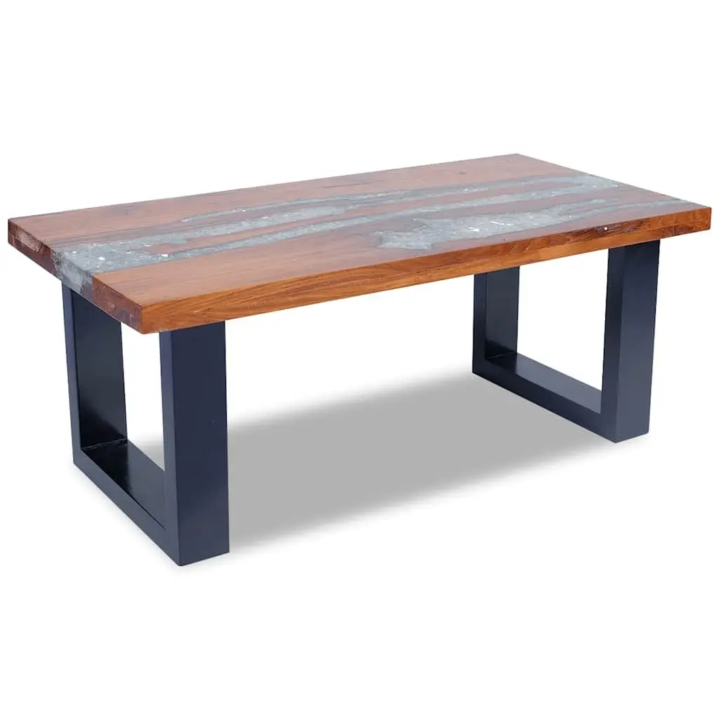 Coffee Table Rectangular Teak Mango Wood Resin Accent Side Table 100x50cm