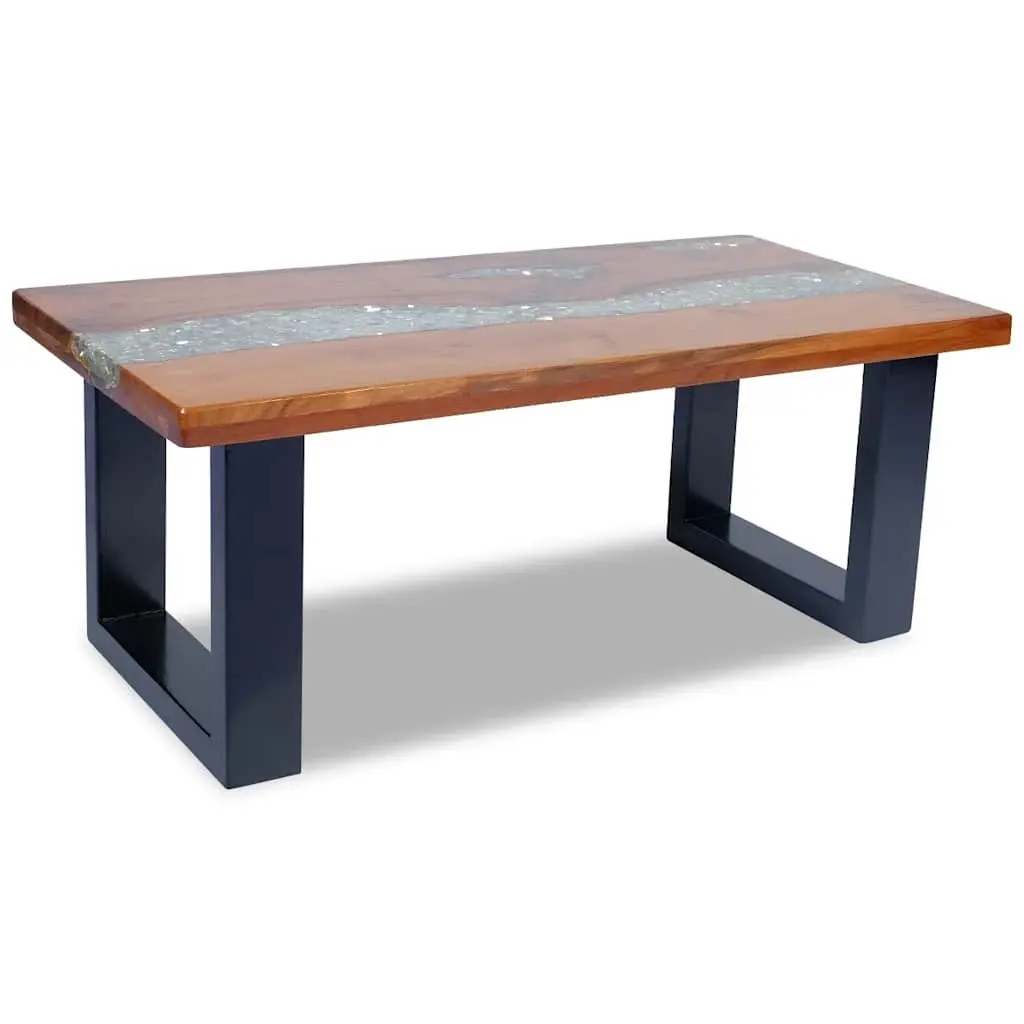 Coffee Table Rectangular Teak Mango Wood Resin Accent Side Table 100x50cm