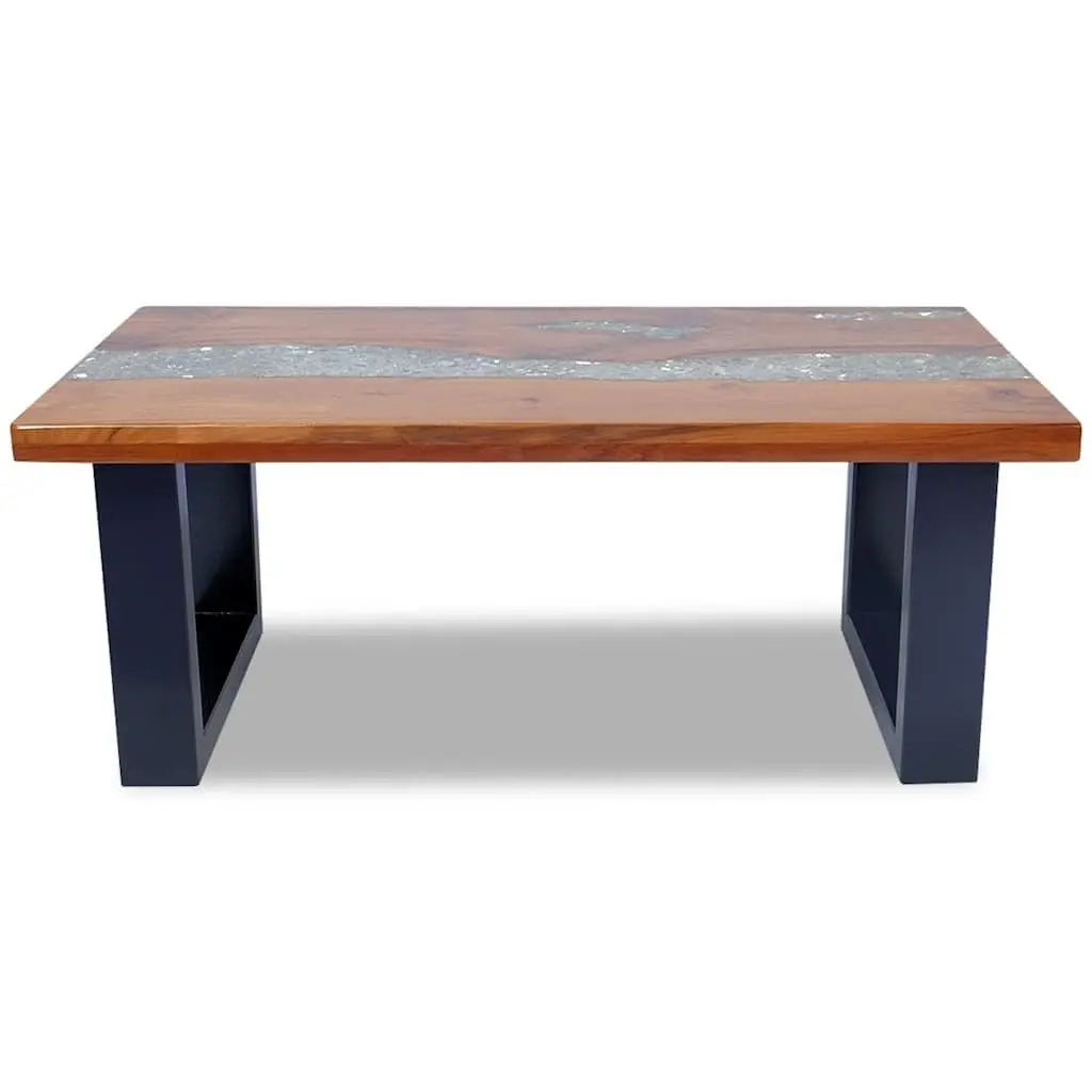 Coffee Table Rectangular Teak Mango Wood Resin Accent Side Table 100x50cm