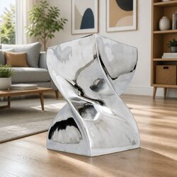 Twisted Aluminium Stool Side Table End Table Display Stand Silver