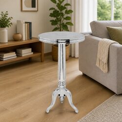 Round Side Table Silver Accent End Table Living Room Bedroom Nightstand Display