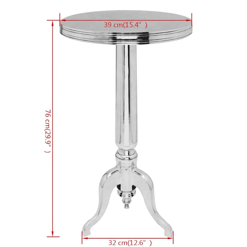 Round Side Table Silver Accent End Table Living Room Bedroom Nightstand Display