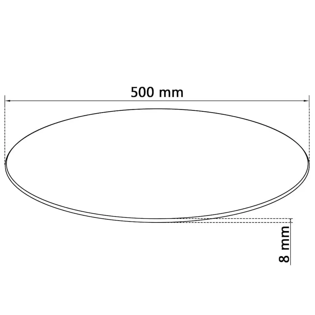 Round Tempered Glass Table Top Transparent 500mm Diameter