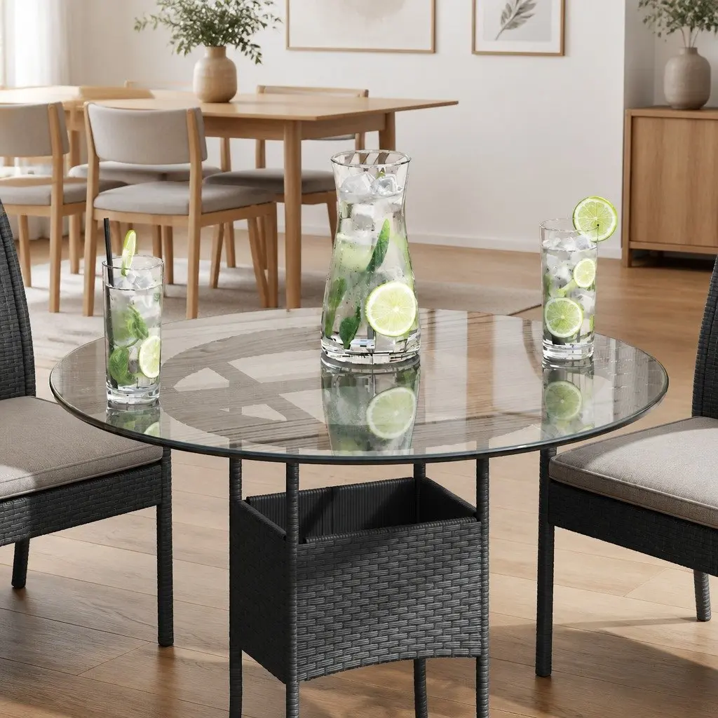 Round Tempered Glass Table Top Clear 600mm Diameter