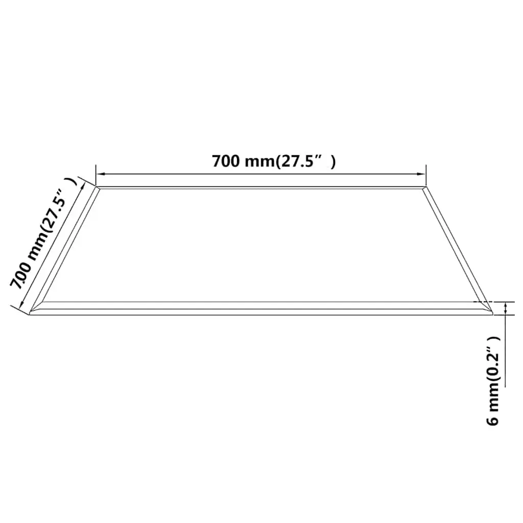 Tempered Glass Table Top Square Transparent 700x700mm