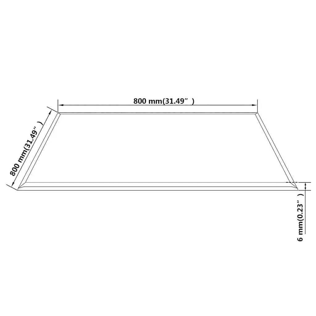 Tempered Glass Table Top Square Transparent 800x800 mm